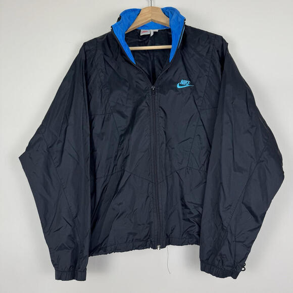 Vintage 1980s Nike Jacket Mens M Windbreaker Full Zip Boxy Fit Convertible Hood - Picture 6 of 11